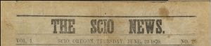The Scio News masthead, 1870